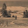 Zimowy widok na Zwardoń i kośćiół - lata 30-te